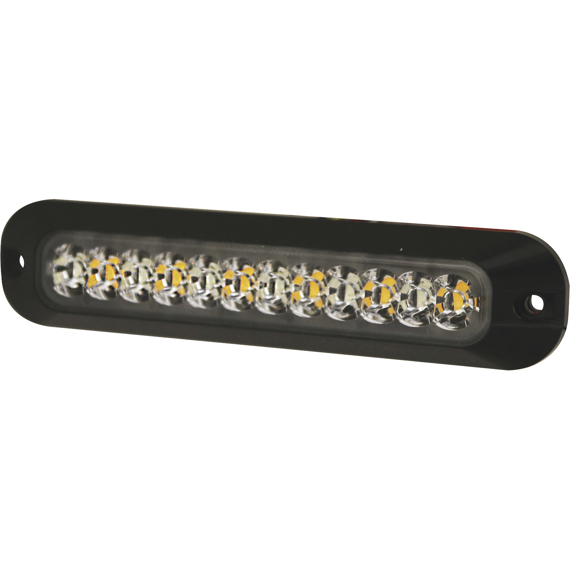 Ecco LED Directional Warning Light, Amber/Clear Lens, 70 Flash Patterns, Permanent Mount, Model# ED3755AC